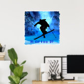 Winterlandschap en Freestyle Skier Poster (Thuiskantoor)