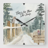 Winterlandschap Geen plaats zoals thuisadres Vierkante Klok (Voorkant)