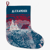 ❄ Winterlandschap gegraveerde illustratie Grote Kerstsok (Voorkant)