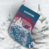 ❄ Winterlandschap gegraveerde illustratie Grote Kerstsok