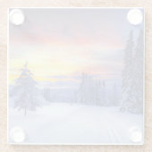 Winterlandschap Glazen Onderzetter (Achterkant)