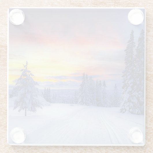 Winterlandschap Glazen Onderzetter (Achterkant)