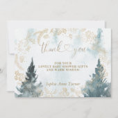 Winterlandschap Goud Baby shower Kalligrafie Bedankkaart (Voorkant)