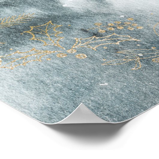 Winterlandschap Gouden Baby Shower Welkomstbord Poster (Hoek)