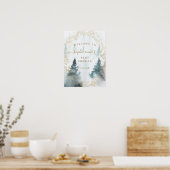 Winterlandschap Gouden Baby Shower Welkomstbord Poster (Keuken)