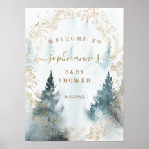 Winterlandschap Gouden Baby Shower Welkomstbord