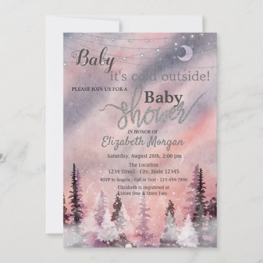 Winterlandschap Greenpine Forest Baby shower Kaart (Voorkant)