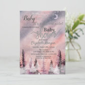 Winterlandschap Greenpine Forest Baby shower Kaart (Staand voorkant)