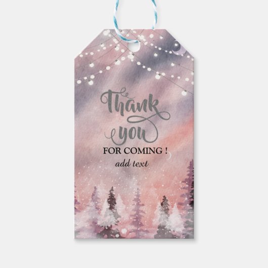 Winterlandschap Greenpine Forest Cadeaulabel (Voorkant)