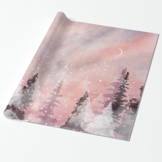 Winterlandschap Greenpine Forest Cadeaupapier (Uitgerold)