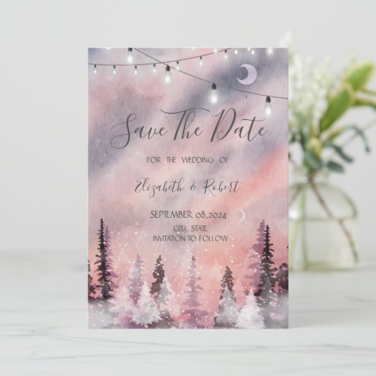 Winterlandschap Greenpine Forest Save the Date (Staand voorkant)