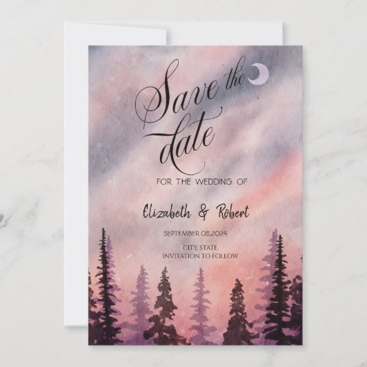 Winterlandschap Greenpine Forest Save the Date (Voorkant)