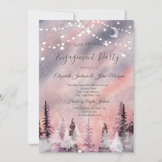 Winterlandschap Greenpine Forest Verloving Kaart (Voorkant)