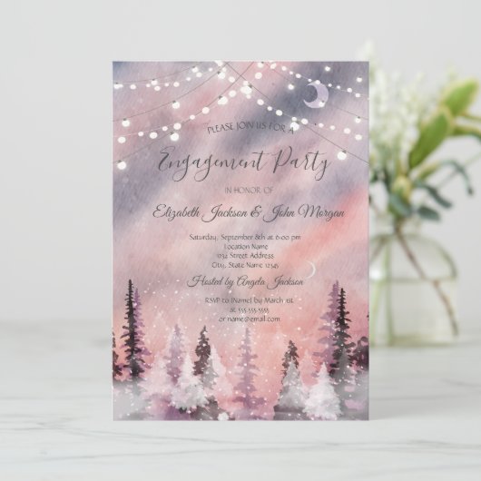 Winterlandschap Greenpine Forest Verloving Kaart (Staand voorkant)