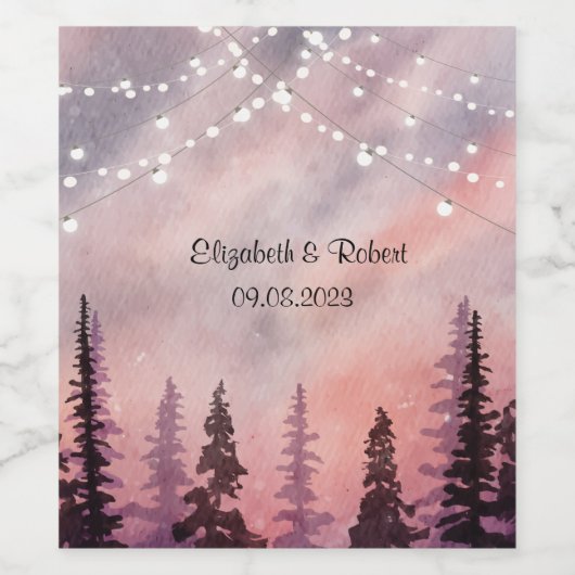 Winterlandschap Greenpine Forest Wijn Etiket (Enkel label)