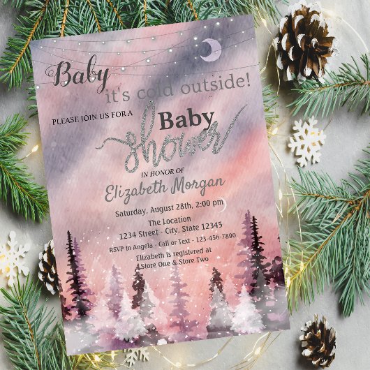 Winterlandschap Groene Dennenbos Baby Shower Kaart