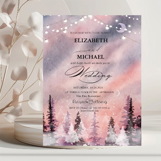 Winterlandschap groene dennenbos script kaart