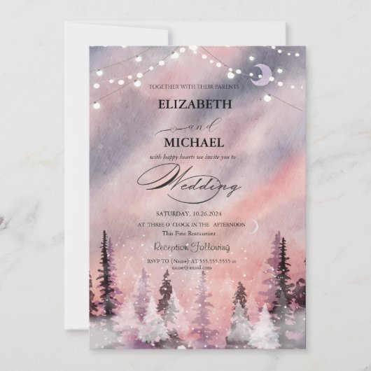 Winterlandschap groene dennenbos script kaart (Voorkant)