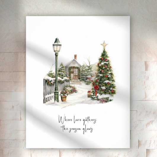 Winterlandschap Groene Dennenkristusbomen Poster