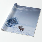 Winterlandschap in blauwe kleur. Eenzame boom en w Cadeaupapier (Uitgerold)