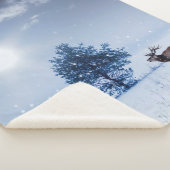Winterlandschap in blauwe kleur. Eenzame boom en w Sherpa Deken (3/4)