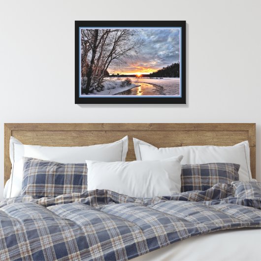Winterlandschap in de avond Canvasprint Canvas Afdruk (Insitu (Slaapkamer))