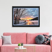 Winterlandschap in de avond Canvasprint Canvas Afdruk (Insitu (Woonkamer))