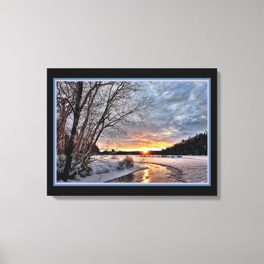 Winterlandschap in de avond Canvasprint Canvas Afdruk (Voorkant)