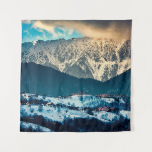 Winterlandschap in het Karpatische gebergte. Bran, Wandkleed