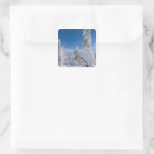 Winterlandschap in Lappland Vierkante Sticker (Tas)