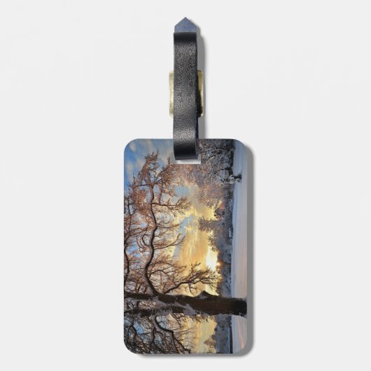 Winterlandschap in Letland Bagagelabel (Achterkant verticaal)