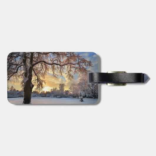 Winterlandschap in Letland Bagagelabel (Achterkant horizontaal)