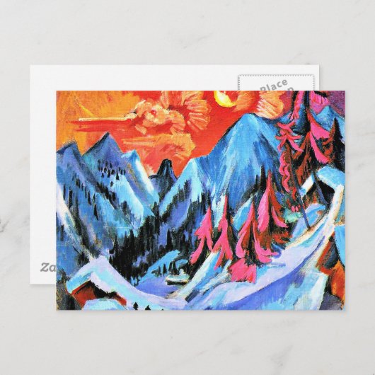 Winterlandschap in maanlicht door Ernst Kirchner Briefkaart (Voorkant / Achterkant)