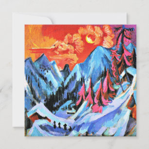 Winterlandschap in Moonlight door Ernst Kirchner Kaart