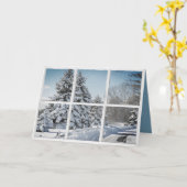 winterlandschap in sneeuwvlokvenster kaart (Gele Bloem)