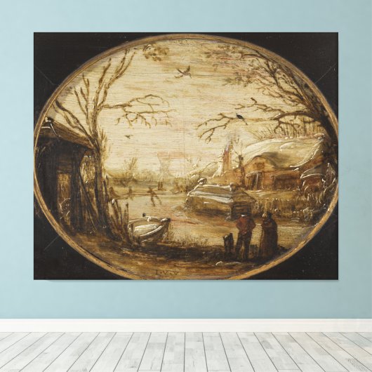 Winterlandschap, Jan van de Velde (II) Canvas Afdruk (Insitu (Houten vloer))
