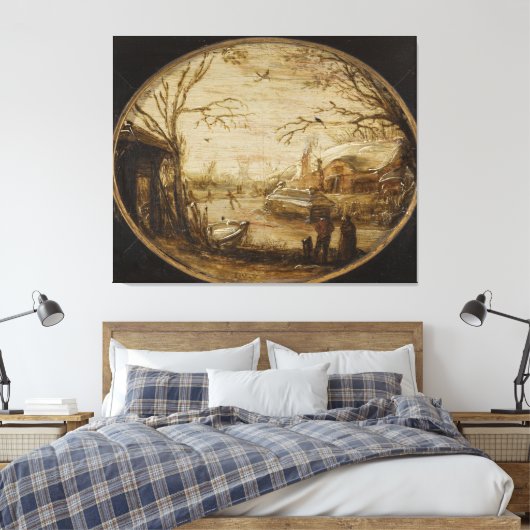Winterlandschap, Jan van de Velde (II) Canvas Afdruk (Insitu (Slaapkamer))