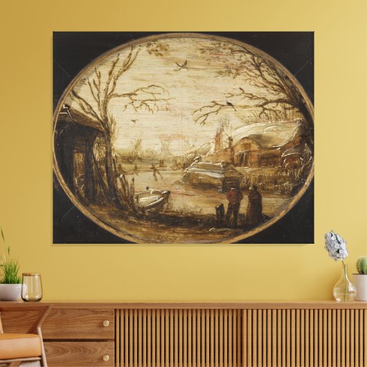 Winterlandschap, Jan van de Velde (II) Canvas Afdruk (Insitu (Woonkamer))