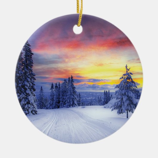 Winterlandschap Keramisch Ornament (Voorkant)