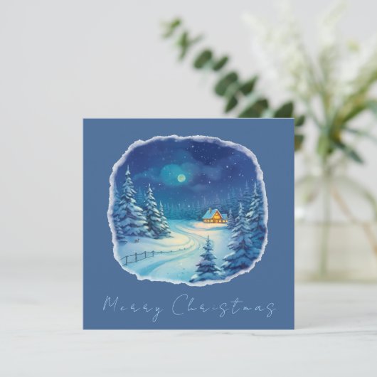 Winterlandschap Kerst Bedankkaart (Staand voorkant)