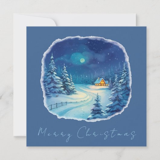 Winterlandschap Kerst Bedankkaart (Voorkant)