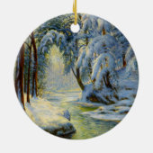 Winterlandschap, kerstboom keramisch ornament (Achterkant)