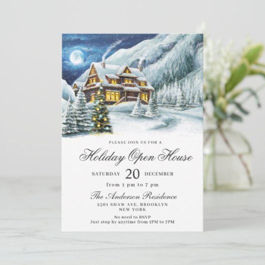 Winterlandschap kerstfeestdag kaart (Staand voorkant)