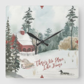 Winterlandschap Lakeside Cabine geen plek zoals th Vierkante Klok (Voorkant)