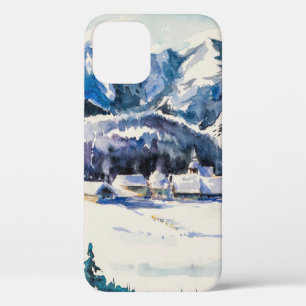 Winterlandschap met bergdorp bedekt met Case-Mate iPhone case
