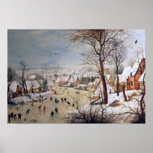 Winterlandschap met Birdval, 1601 Poster
