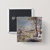 Winterlandschap met Birdval, 1601 Vierkante Button 5,1 Cm (Voorkant /achterkant)