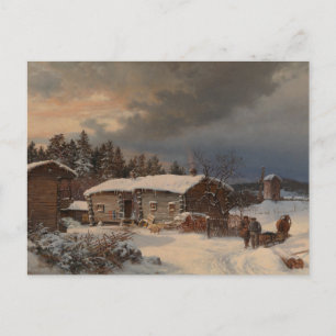 Winterlandschap met boerderij in Häme Briefkaart