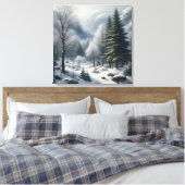 Winterlandschap met bomen en sneeuw canvas afdruk (Insitu (Slaapkamer))