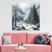 Winterlandschap met bomen en sneeuw canvas afdruk (Insitu (Woonkamer))